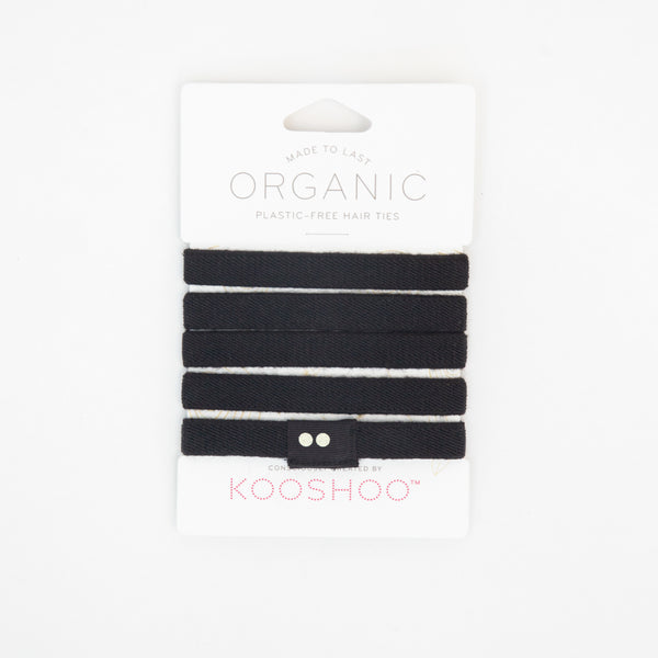 Kooshoo Plastic-Free Hair Ties - Black 5-Pack