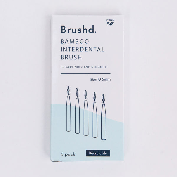 Brushd Bamboo Interdental Brushes  - 5 Pack, 0.6mm, 0.8mm